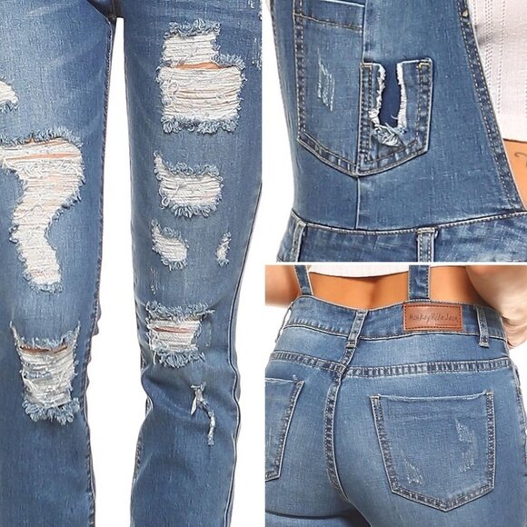 NWT Monkey Ride‎ Distressed Denim Overalls Plus Size XXL Dungarees New With Tags - Picture 14 of 14